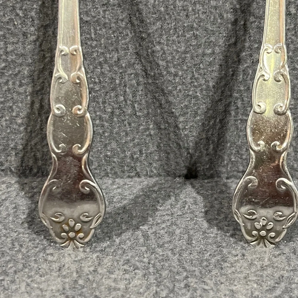 Vintage National Stainless Japan Serving Spoon & Fork Set Floral Stainless Steel